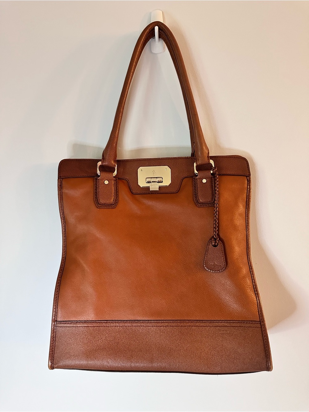 Cole Haan Designer Leather Tote Bag in Cognac - Picture 3 of 16